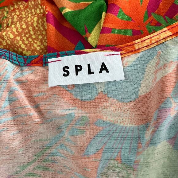 Green Multicolor Tropical Print Tie Front Flutter Sleeve Cropped Top Plus 1X NWT - Picture 4 of 13